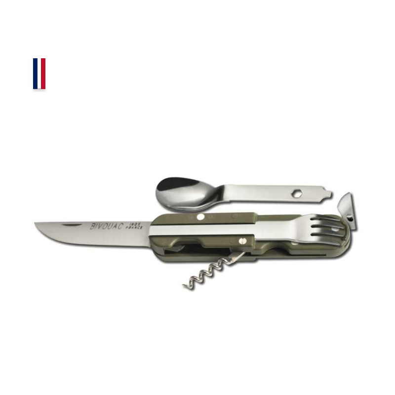 BIVOUAC - KAKI - Un couteau multifonction Made in France - avec couverts