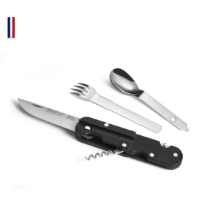 BIVOUAC - NOIR - Un couteau multifonctions Made in France - avec couverts