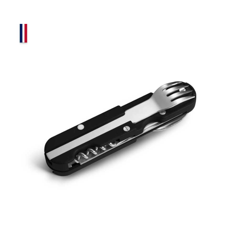 BIVOUAC - NOIR - Un couteau multifonctions Made in France - avec couverts