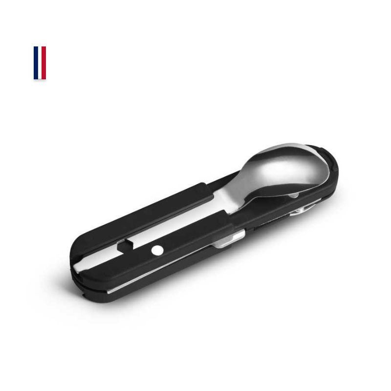 BIVOUAC - NOIR - Un couteau multifonctions Made in France - avec couverts