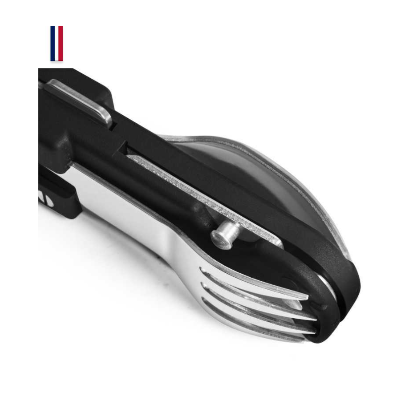 BIVOUAC - NOIR - Un couteau multifonctions Made in France - avec couverts