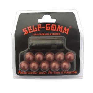 ADAPTATEUR POUR ARMES D'ALARME + 10 PROJECTILES SELF GOMM Filetage 10x150
