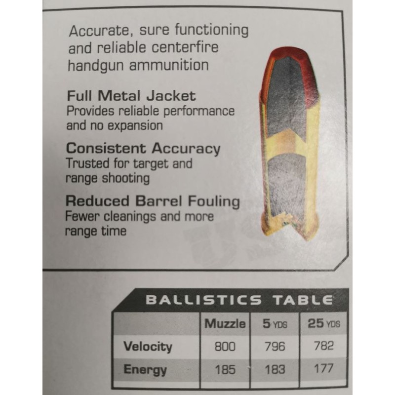 Cartouches WINCHESTER 38 spécial - 130 gr - FMJ - Boite de 100