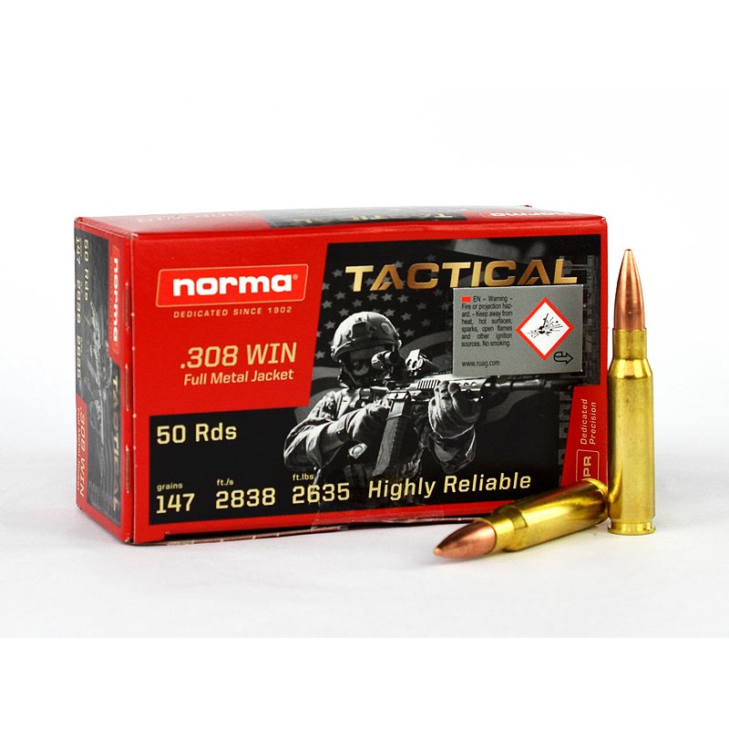 Cartouches NORMA Cal.308 Win 147 grs - Boite de 50 cartouches