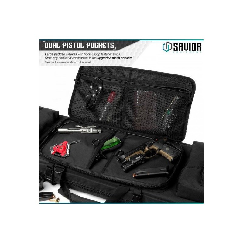 Savior Equipment Urban Warfare Double Rifle Bag Gun - Suitable for Rifle Shotgun, w/ Backpack Strap,Black,42'' Long