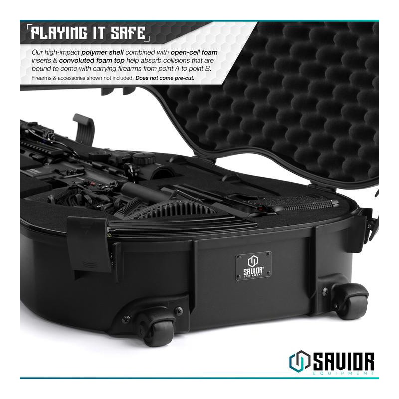 Savior Equipment Caisse Discrete Guitare - mousse customisable avec poignées et roues noir 45'' 114 cm