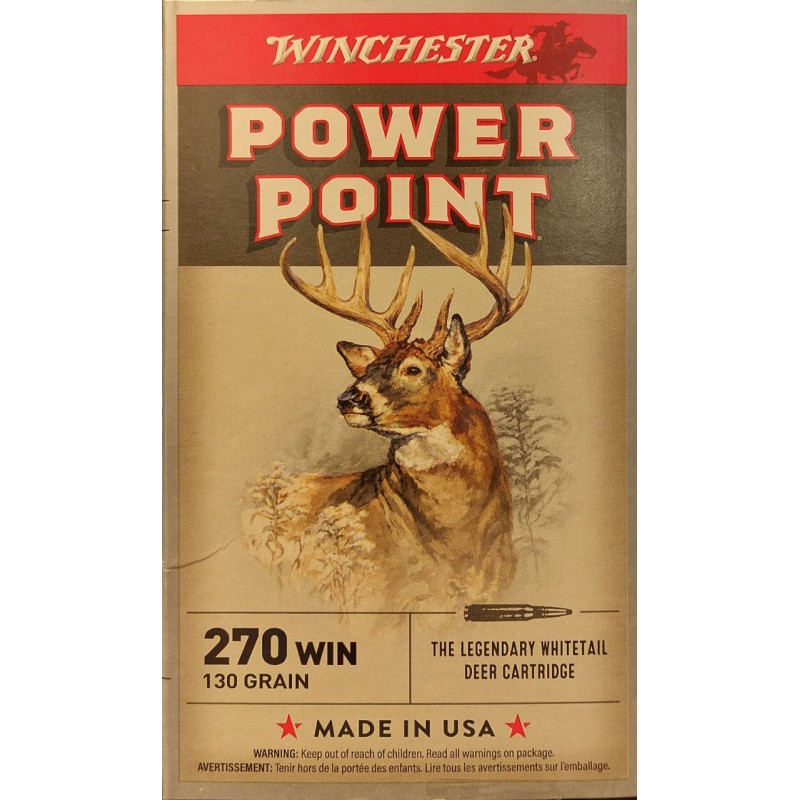 Cartouches WINCHESTER 270 SUPER X POWER POINT 130grs X20