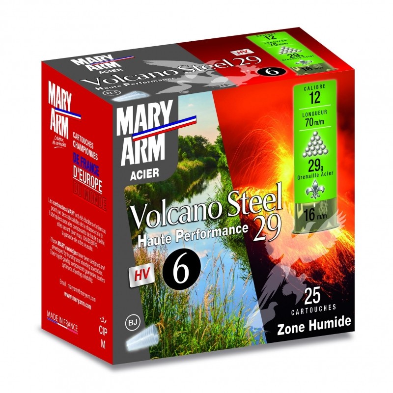 Cartouches MARY ARM Volcano steel 29 - Cal 12/70 29gr N°4 BJ X 25