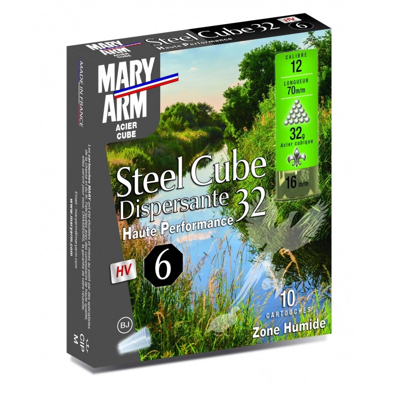 Cartouches MARY ARM  Steel cub disp 32- Cal 12/70 32gr N°6 BJ X 10