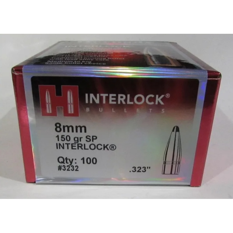 OGIVES HORNADY CAL. 8MM .323" 150gr SP INTERLOCK - 3232 - Boîte de 100