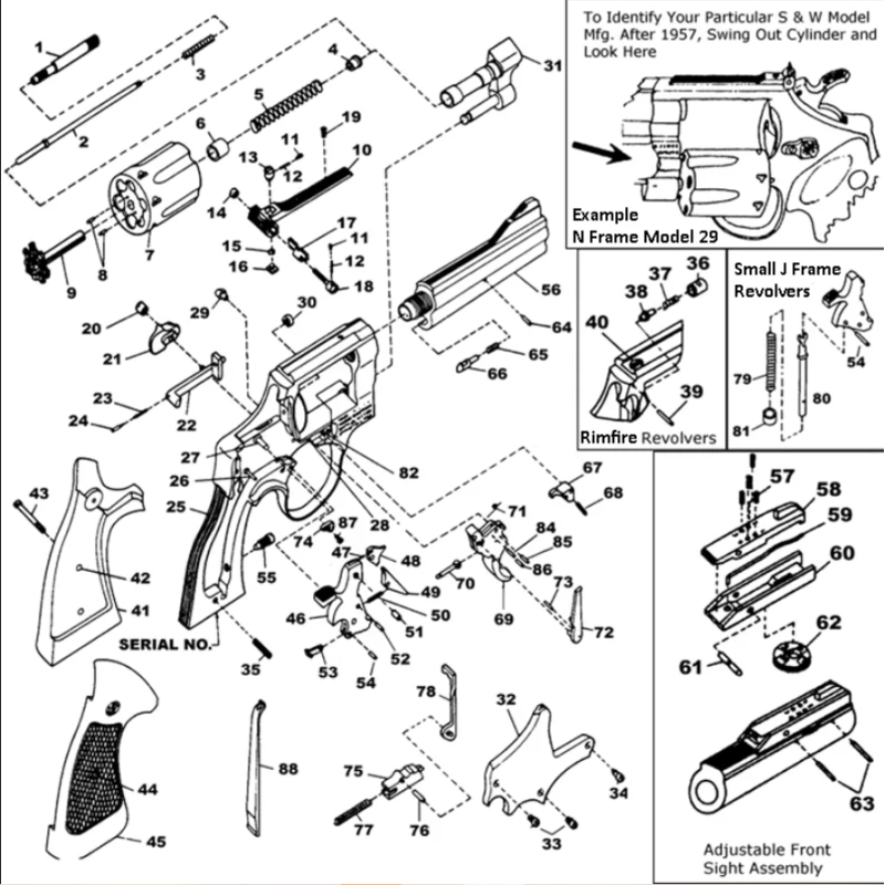 PIÈCE SMITH & WESSON MOD 19 - VERROU DE BARILLET ET RESSORT