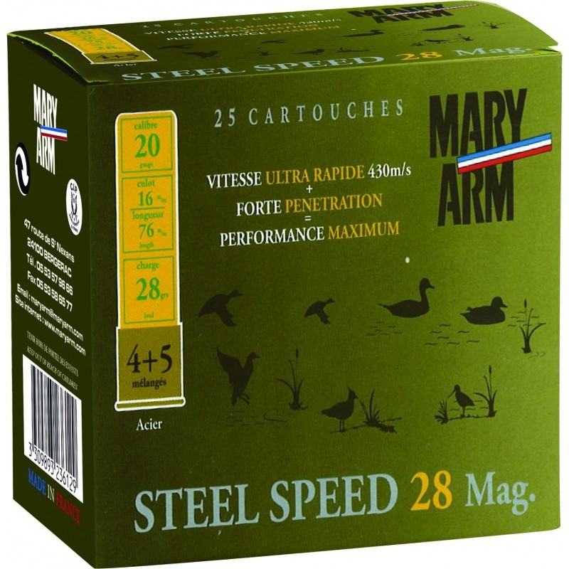 Cartouches MARY ARM STEEL MAG 28 - Cal 20/76 28gr N°4+5  X25