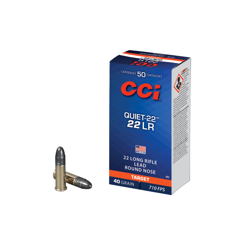 Cartouches CCI Calibre 22LR 40gr LRN "QUIET 22" - Boite de 50 unités