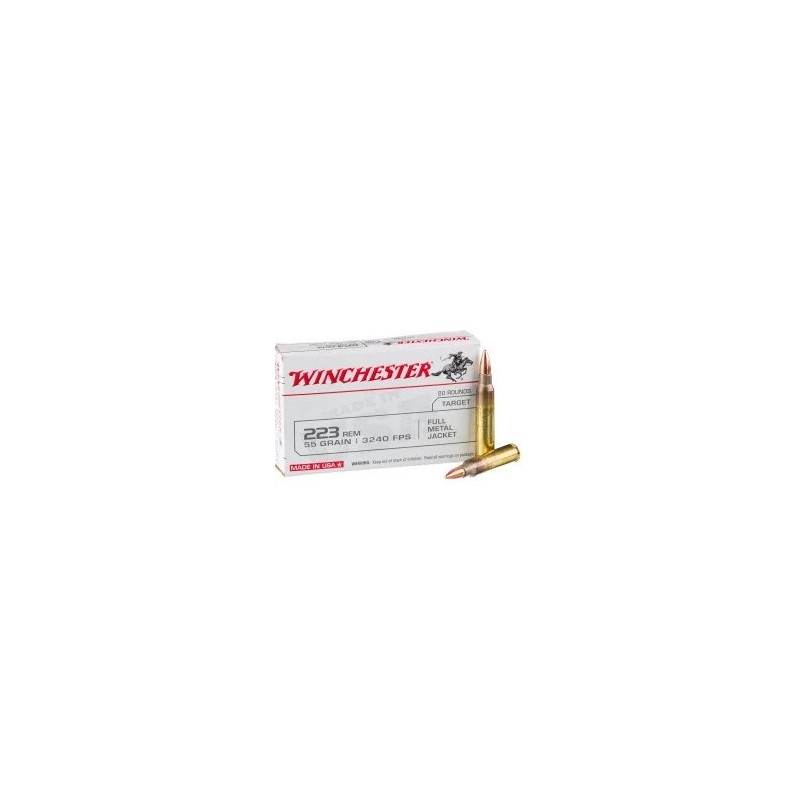 Cartouche Winchester 223 REM FMJ 55grs Boîte 20 - Tir Sportif