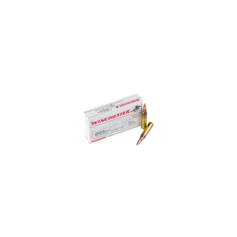 Cartouche Winchester 223 REM FMJ 55grs Boîte 20 - Tir Sportif