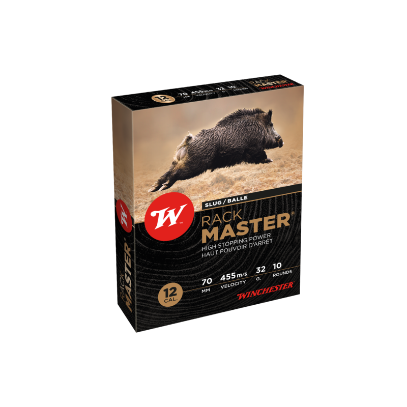 Cartouches a balle de fusil de chasse WINCHESTER SLUG RACK MASTER12/70 - 32G BOITE DE 10