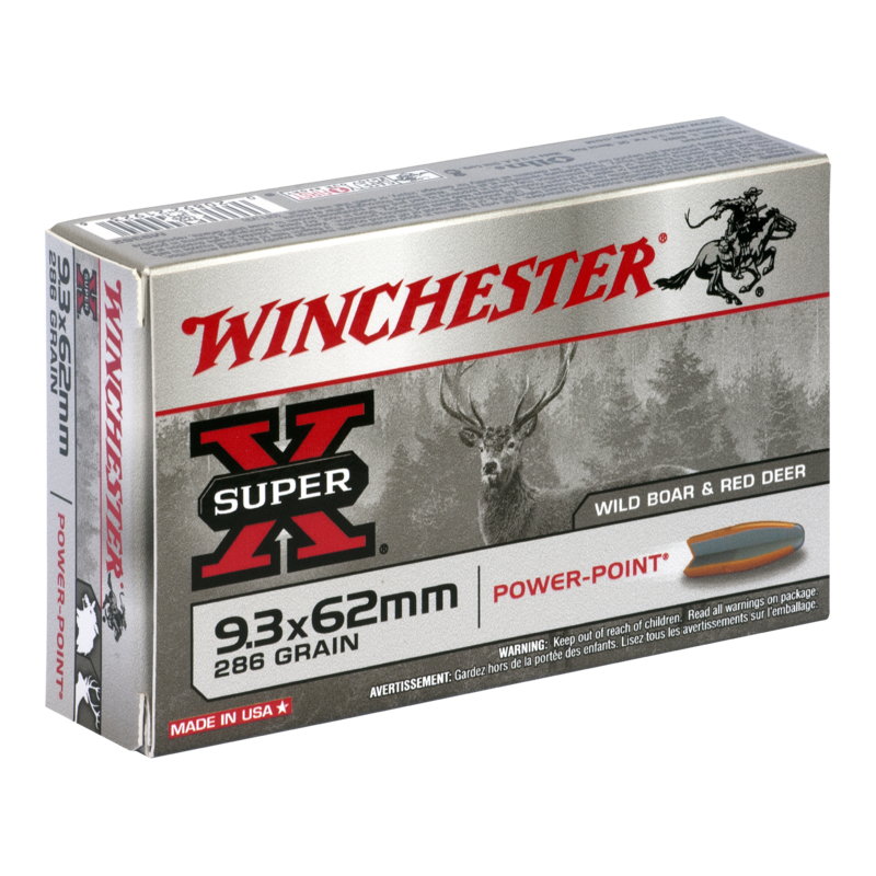 Cartouches WINCHESTER SUPER X POWER POINT - Cal: 9,3x62 - 286 grs (18,