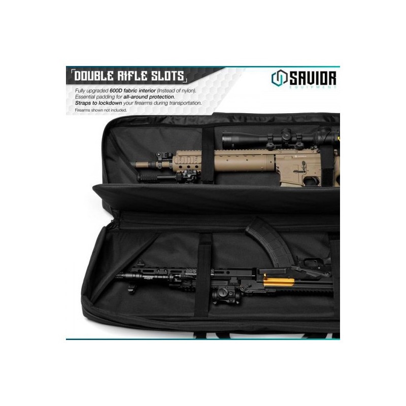 Savior Equipment Urban Warfare Double Rifle Bag Gun - Suitable for Rifle Shotgun, w/ Backpack Strap,Black,51'' Long