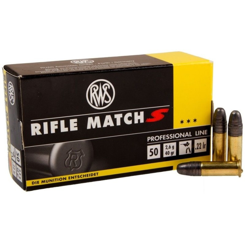 Cartouches RWS RIFLE MATCH S Calibre 22LR - Boite de 50 unités