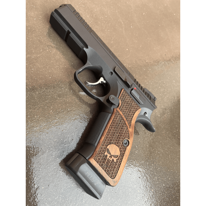 PLAQUETTE BOIS CZ SHADOW NID D'ABEILLE PUNISHER