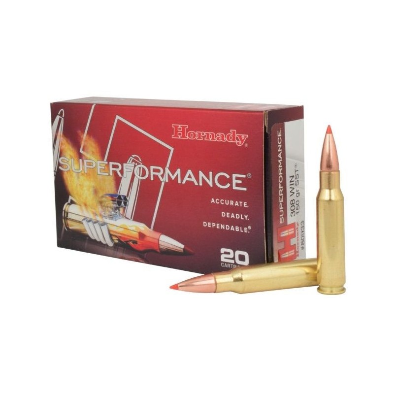 Cartouches HORNADY SUPERFORMANCE SST - 308 win - 150grs - Boite de 20