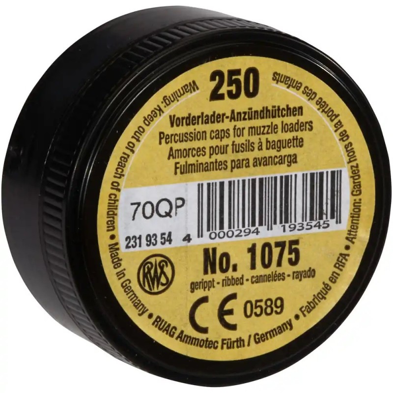 Amorces RWS Poudre noire 1075 - Boite de 250 unités