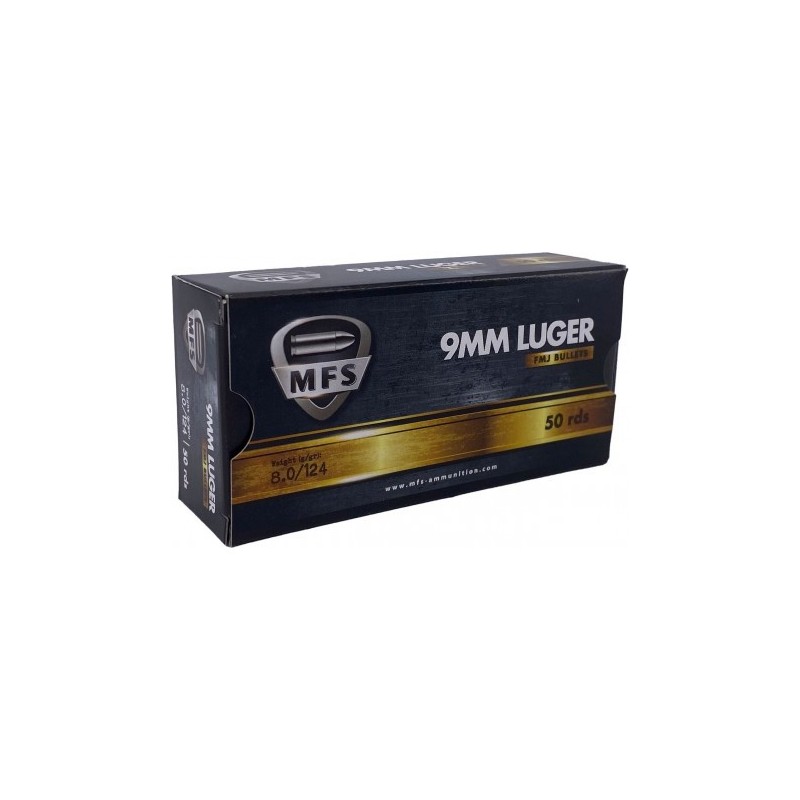 Cartouches MFS Calibre 9mm 124grs FMJ - Boite de 50 unités