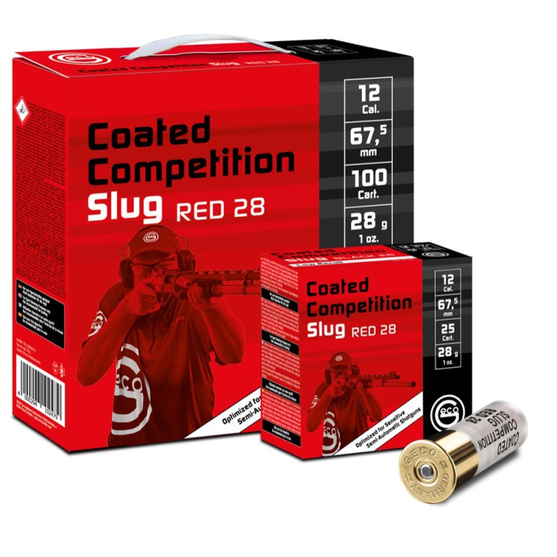 GECO COATED COMPETITION SLUG  RED 28 12/67 28g - Boite de 25 unités