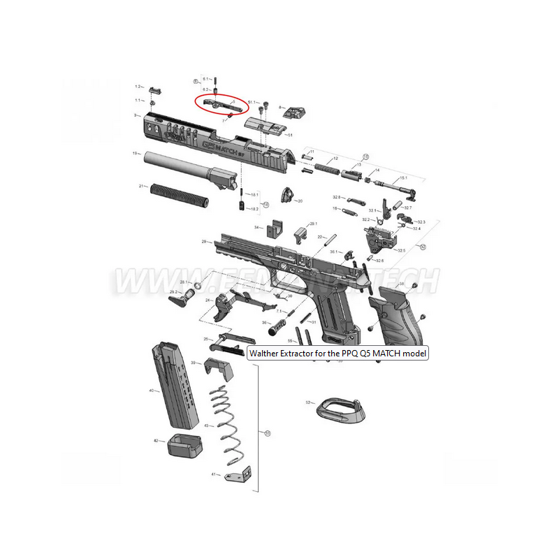 Walther TECH EXTRACTEUR POUR PPQ, Q5 MATCH  73-813432