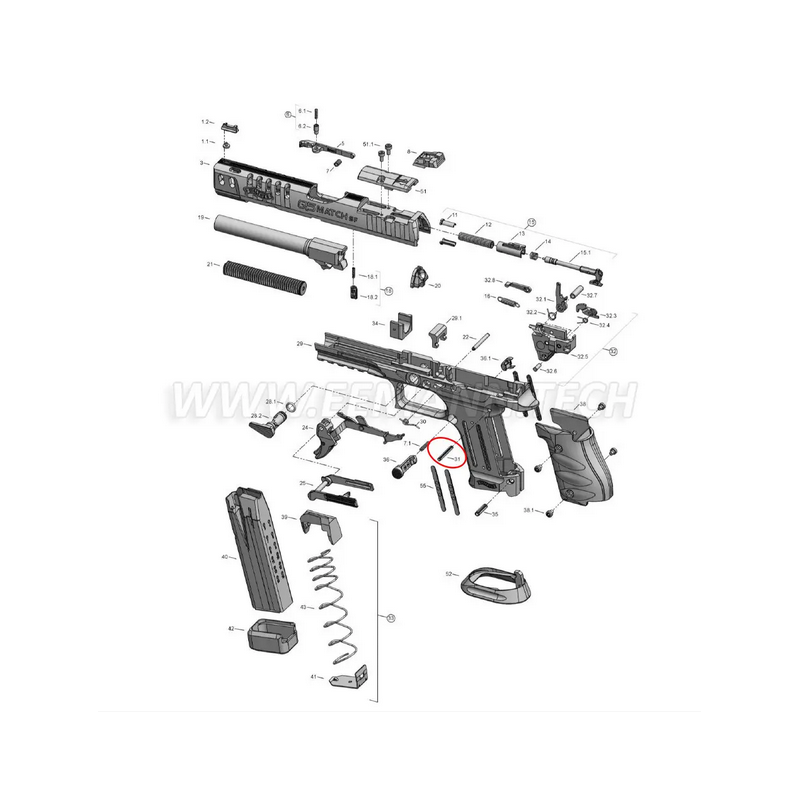 Walther GOUPILLE DE BLOC DETENTE POUR PDP/PPQ/Q4/Q5  73-762838