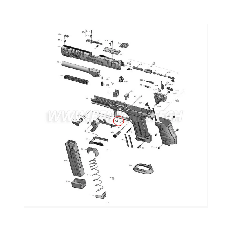 Walther RESSORT D'ARRETOIR DE CULASSE pour Q5 Match SF 73-830051