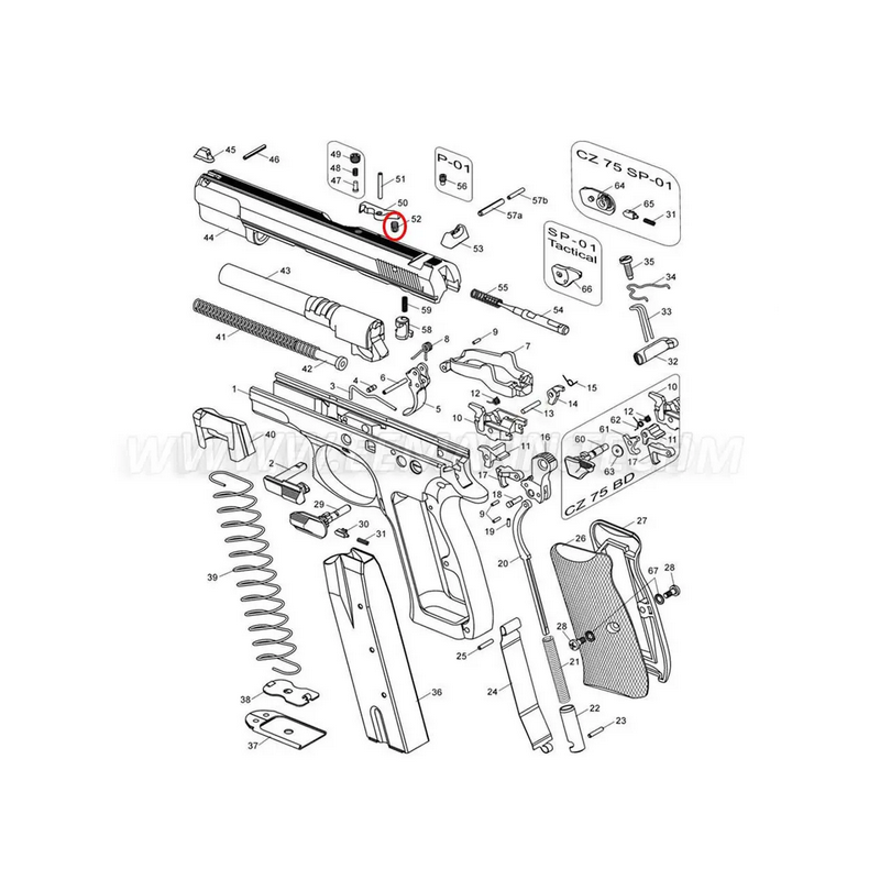 CZ 75 Ressort d'extracteur calibres 9x19 et 9x21