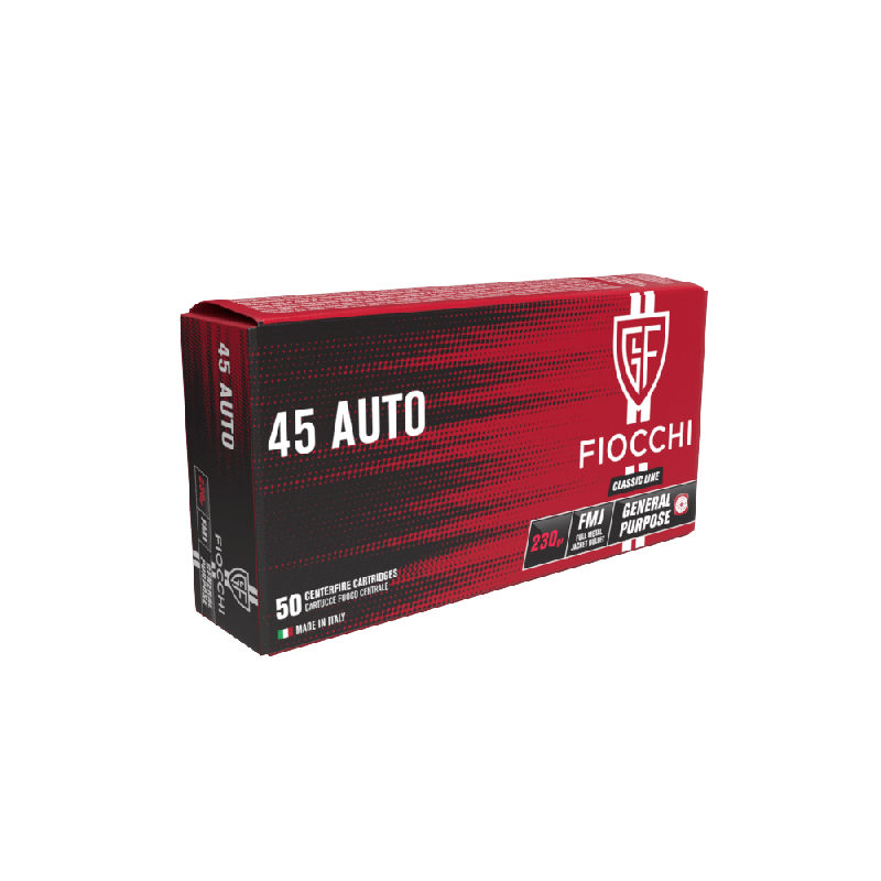 Cartouches FIOCCHI FMJ - Cal: .45 ACP (.45 AUTO) - 230grs Boite de 50