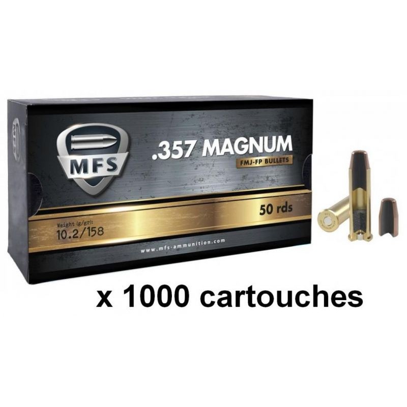 Cartouches MFS 357 MAGNUM  FMJ FP 158 grs - Boite de 50 unités