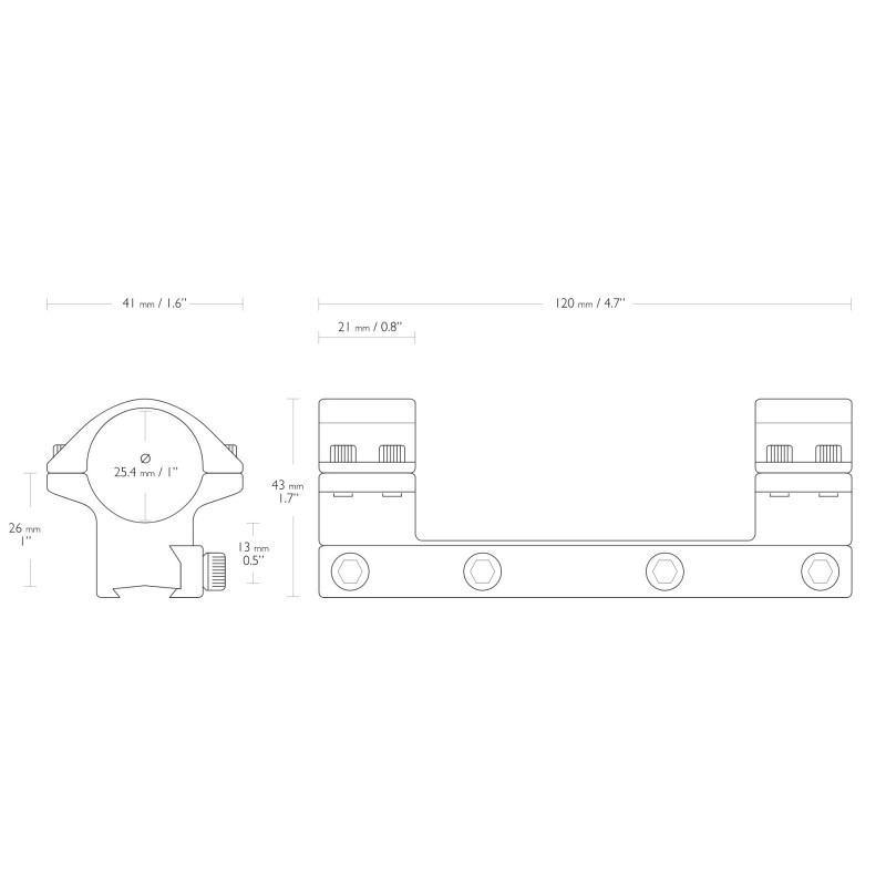 HAWKE - MONTAGE MATCH MOUNTS 1" - 1 PIECE 9-11mm MEDIUM