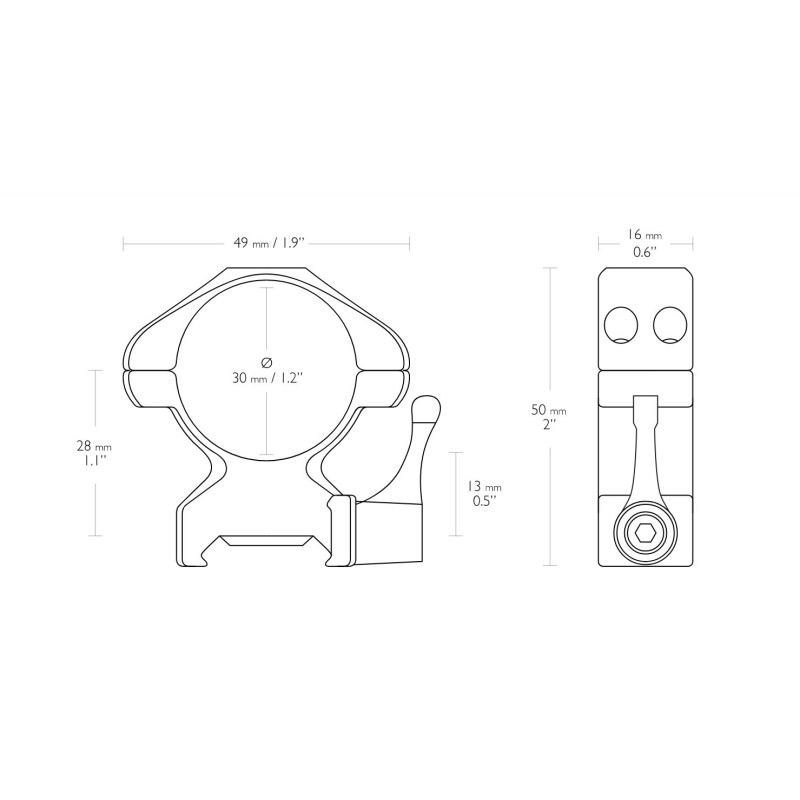 PRECISION STEEL RING MOUNTS 30MM Weaver high lever