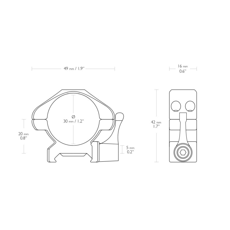 HAWKE PRECISION STEEL RING MOUNTS 30MM Weaver Low lever