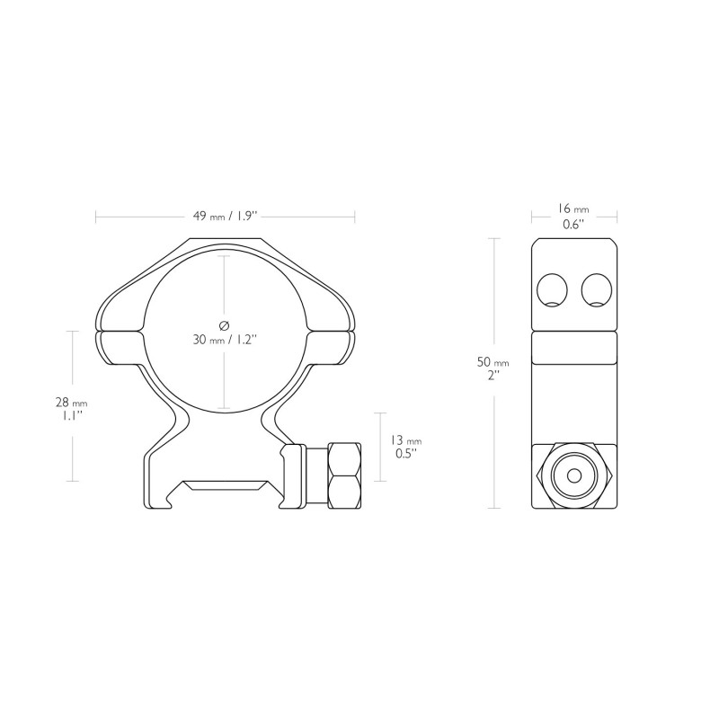 HAWKE PRECISION STEEL RING MOUNTS 30MM Weaver High