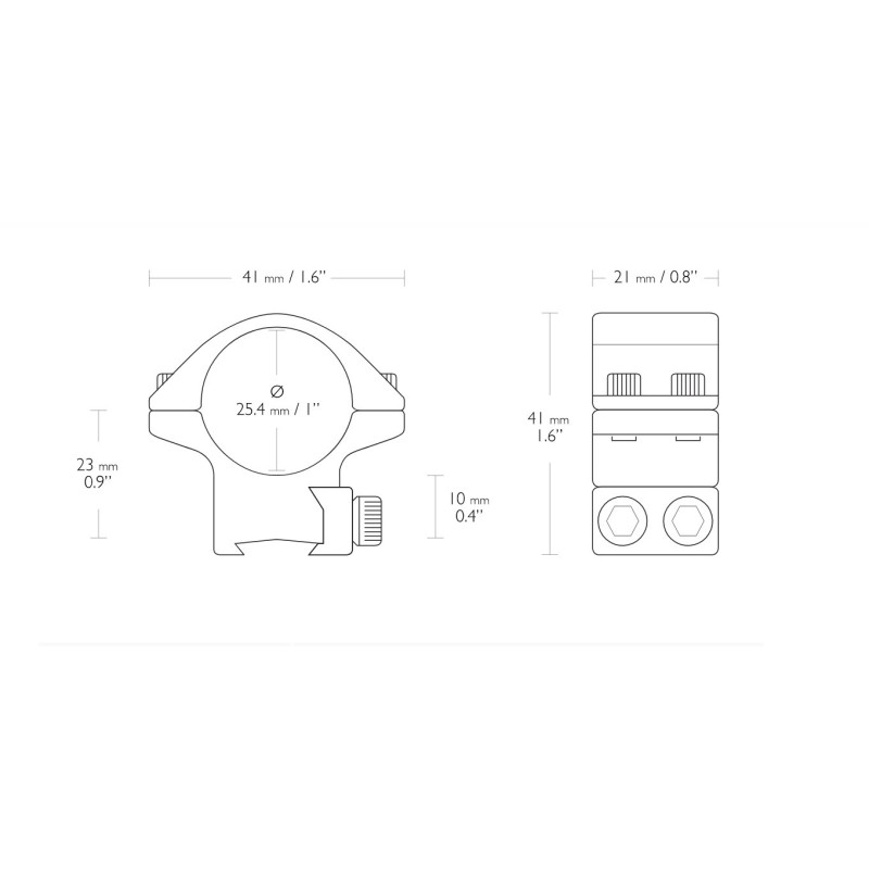 hawke MATCH RING MOUNT 1" - 9-11mm Low