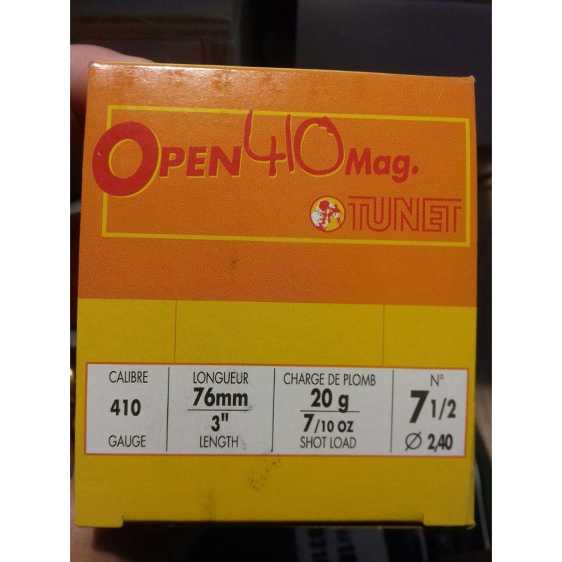 Cartouches TUNET Open 410 Mag 12mm - n°7 1/2
