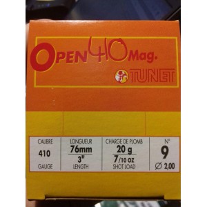 Cartouches TUNET Open 410 Mag 12mm - n°9