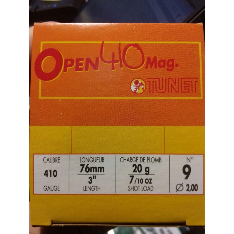 Cartouches TUNET Open 410 Mag 12mm - n°9