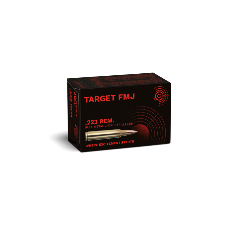 cartouches TARGET FMJ GECO - Cal:223 Rem - 4.1gr/63Grs - par 50
