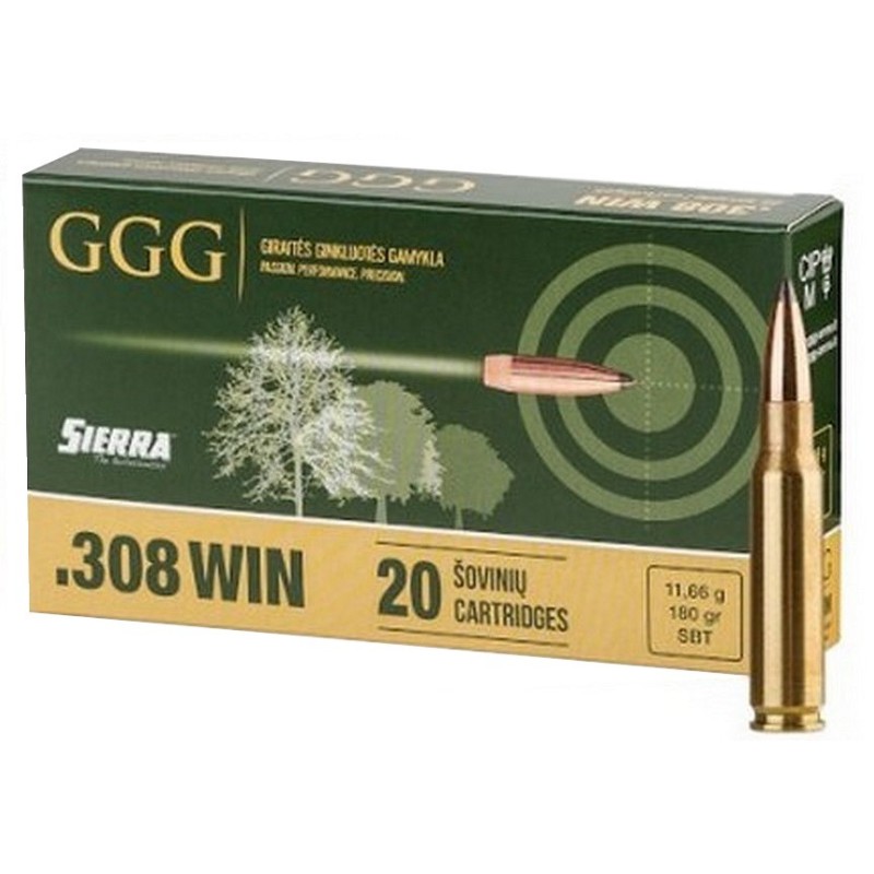 Cartouches GGG cal. 308 Win SIERRA SBT Match 180 gr - X20