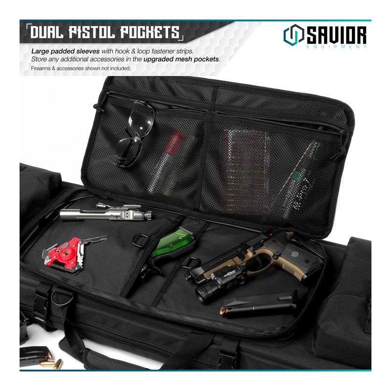 Savior Equipment Urban Warfare Double Rifle Bag Gun - Suitable for Rifle Shotgun, w/ Backpack Strap,Black,51'' Long