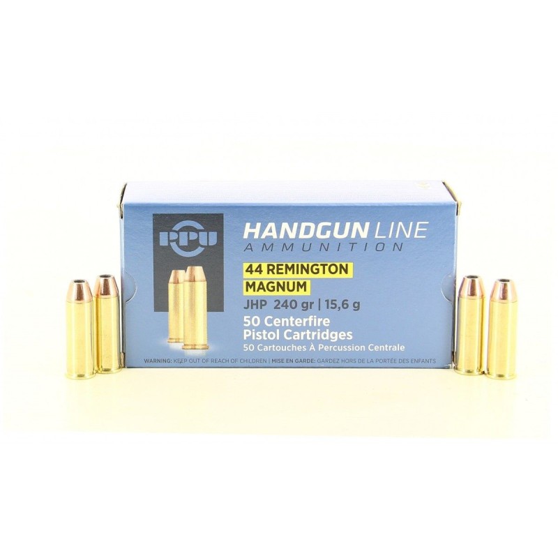 PPU Cartouches Calibre 44 REMINGTON MAGNUM JHP 240grs - Boite de 50 unités