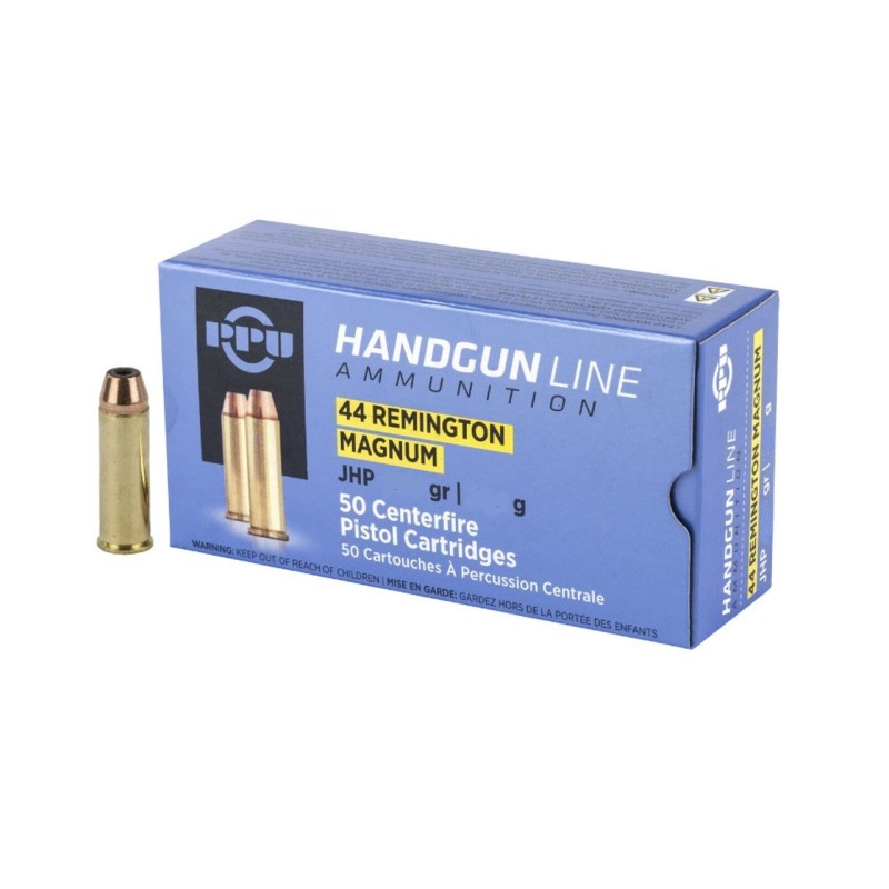 PPU Cartouches Calibre 44 REMINGTON MAGNUM JHP 180grs - Boite de 50 unités
