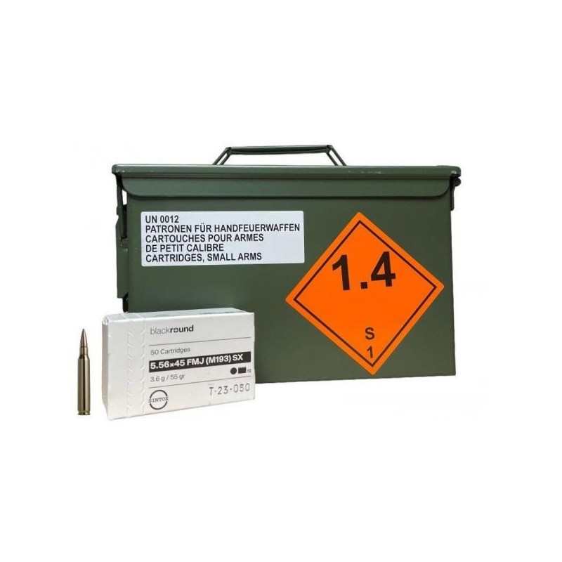 MUNITION 5.56x45 FMJ (M193) SINTOX par 50 cartouches
