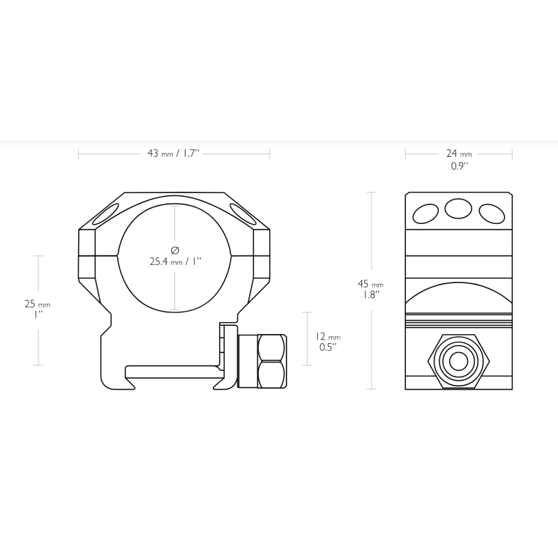 HAWKE TACTICAL RING MOUNTS 1" Weaver Médium