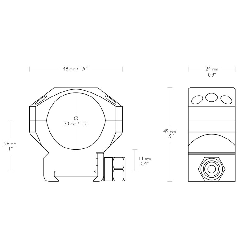 hawke TACTICAL RING MOUNTS 30mm - Weaver - Médium